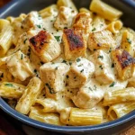 Creamy Garlic Butter Chicken and Rigatoni in Parmesan Sauce