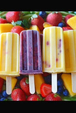 Fresh Mango + Strawberry Popsicles