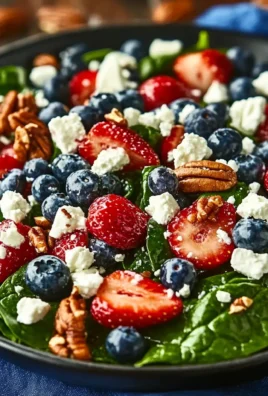 Strawberry & Blueberry Spinach Salad with Pecans and Feta