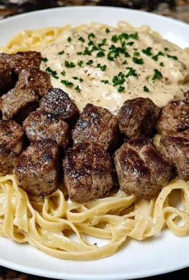 Cajun Spiced Steak Bites with Creamy Fettuccine Alfredo