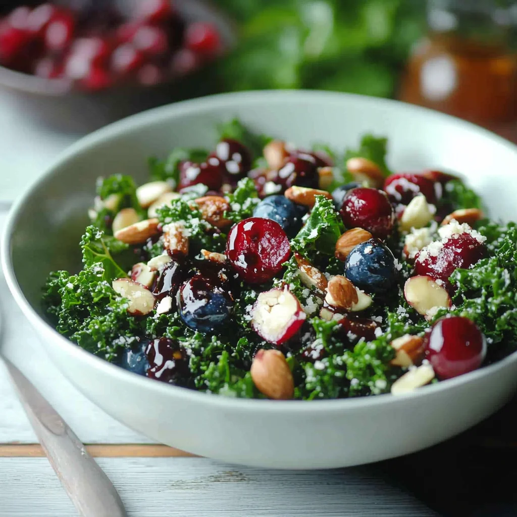 Cherry Summer Kale Salad with Balsamic Vinaigrette