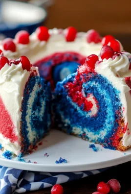 Cherry Vanilla Cake with Red, White, & Blue Swirl Frosting