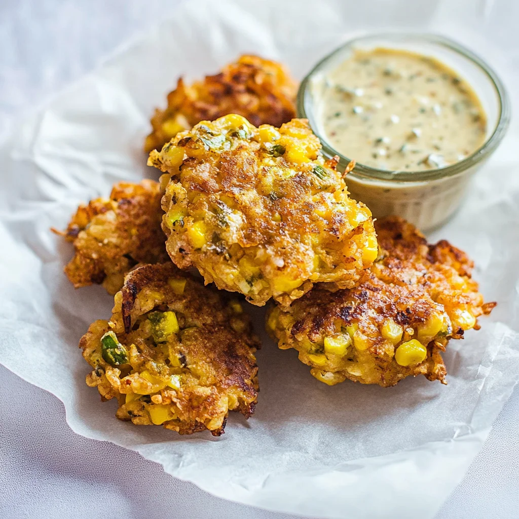 Corn Fritters with Spicy Crema