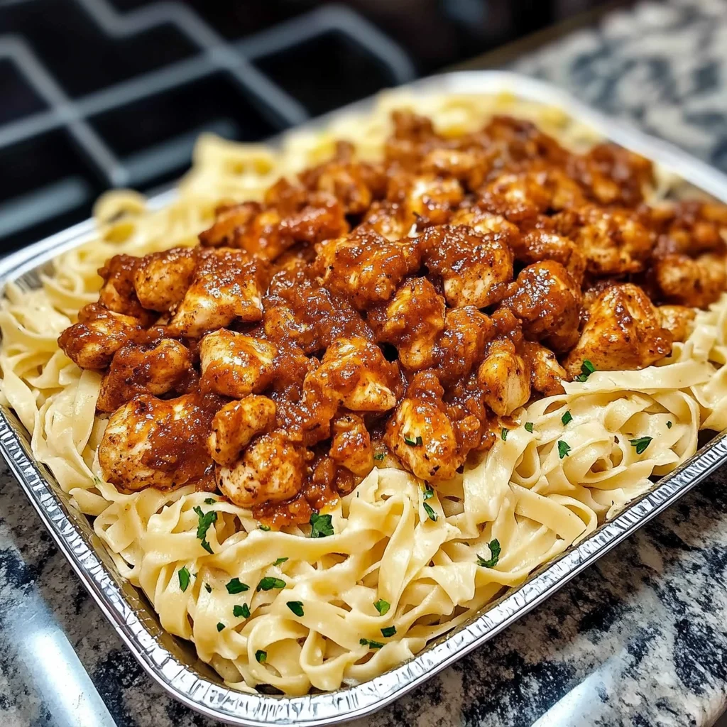 Creamy Cajun Chicken bites and Fettuccine Alfredo