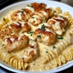 Creamy Garlic Butter Chicken and Rotini in Parmesan Sauce