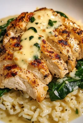 Creamy Garlic Chicken with Parmesan Rice and Spinach