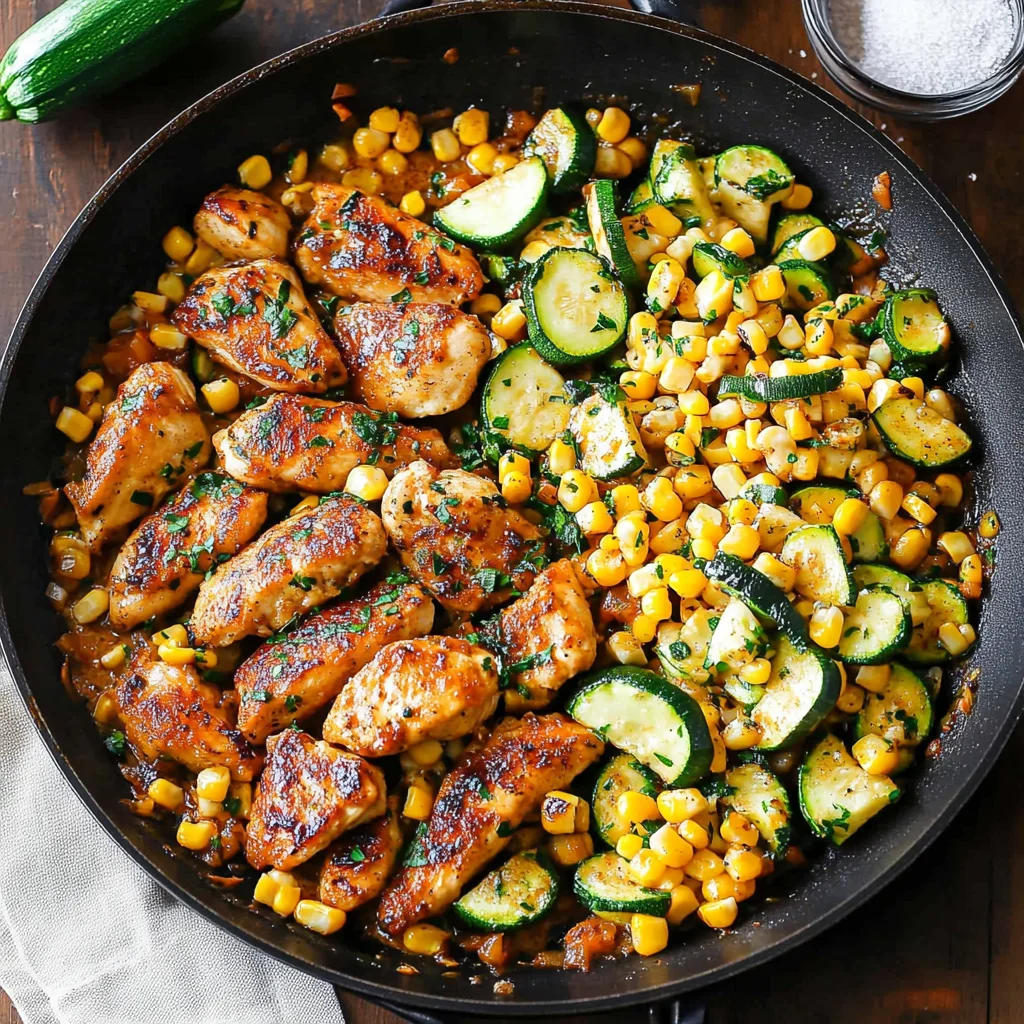 Garlic Butter Chicken with Zucchini and Corn - One-Pan, 30-Minute Meal