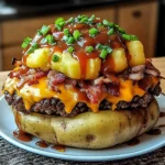 Loaded BBQ Turkey Bacon Cheeseburger Potato Volcanos