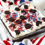 No Bake Fireworks Oreo Cheesecake Bars