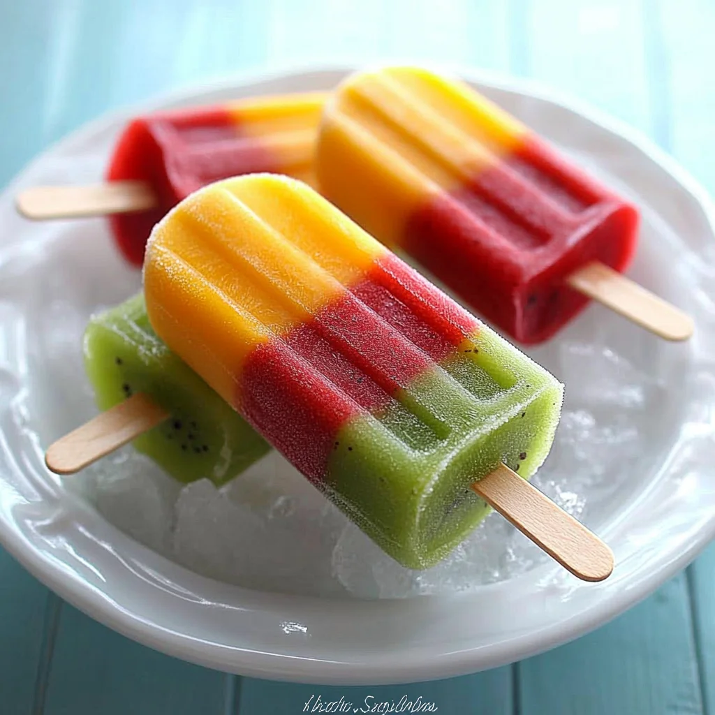 Frozen Mango, Kiwi, Raspberry Pops
