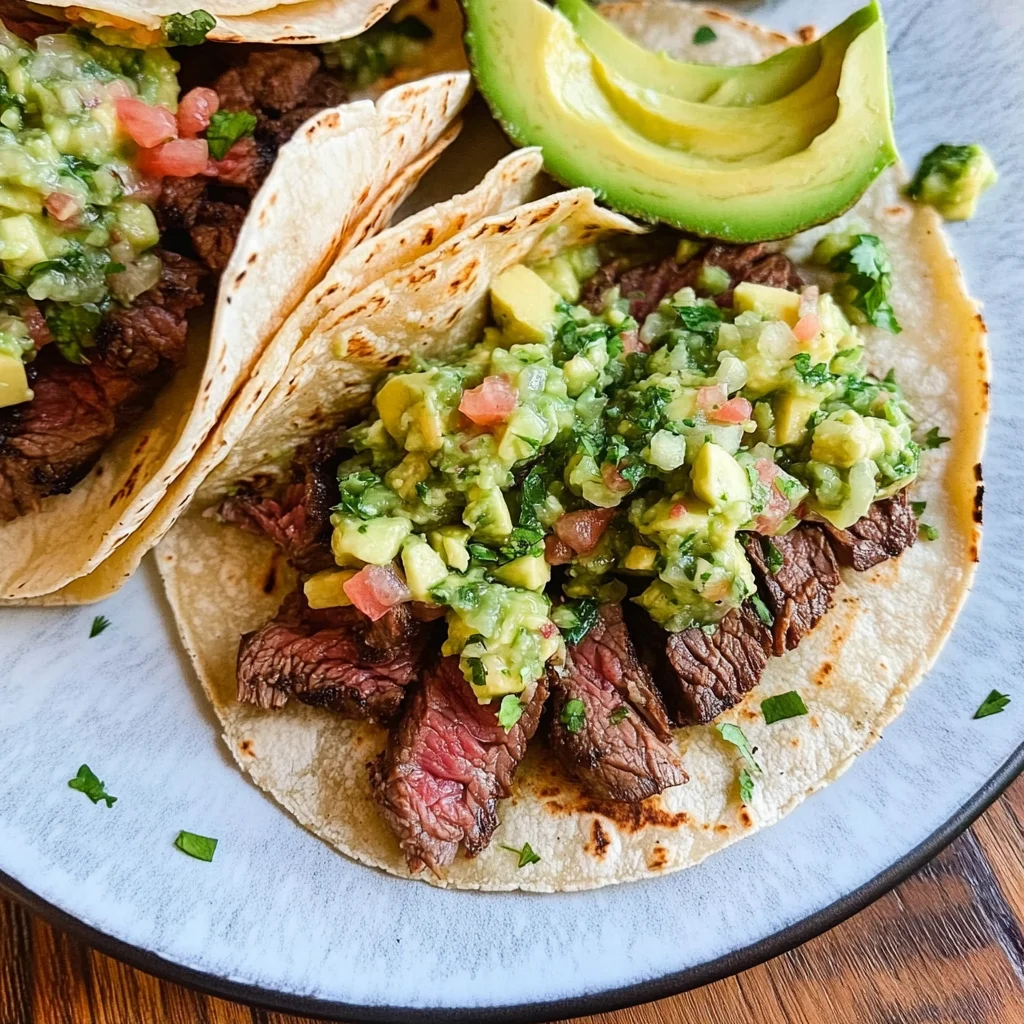 Grilled Steak Tacos with Avocado Salsa