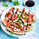 Grilled Watermelon with Feta, Mint, and Balsamic Glaze