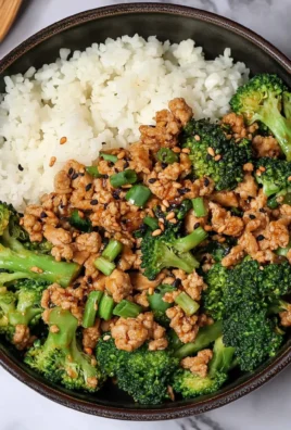 Honey Sriracha Ground Chicken and Broccoli