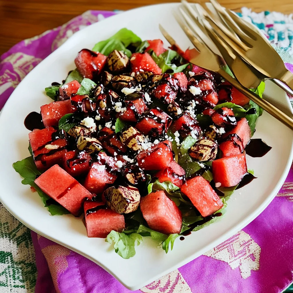 Incredible Watermelon Salad with Balsamic Glaze
