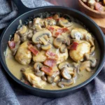 One Skillet Keto Chicken with Bacon Mushroom Gravy
