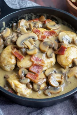 One Skillet Keto Chicken with Bacon Mushroom Gravy
