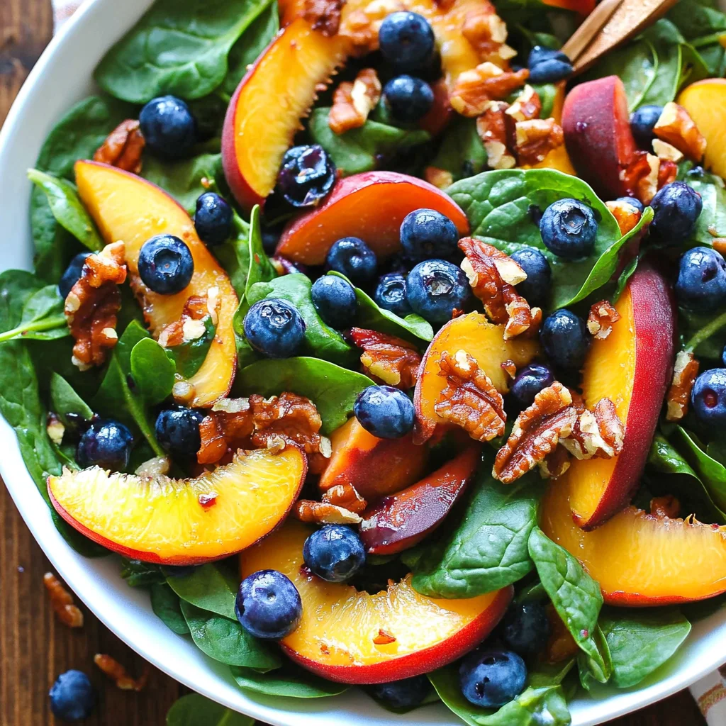 Peach Blueberry Spinach Salad