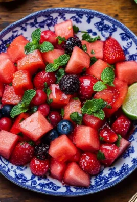 Watermelon Fruit Salad with Lime Mint Dressing