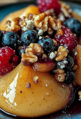 Baked Pears with Berries, Honey, Walnuts & Blue Cheese
