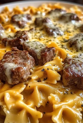 Beef and Bowtie Pasta in Cheddar Sauce