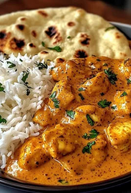 Butter Chicken with Coriander, Rice, and Naan