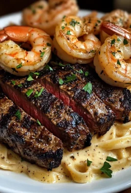 Creamy Cajun Steak and Shrimp Alfredo