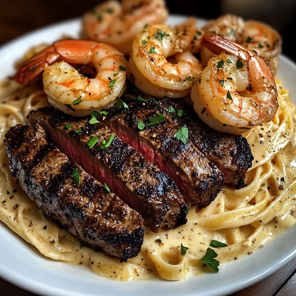 Creamy Cajun Steak and Shrimp Alfredo