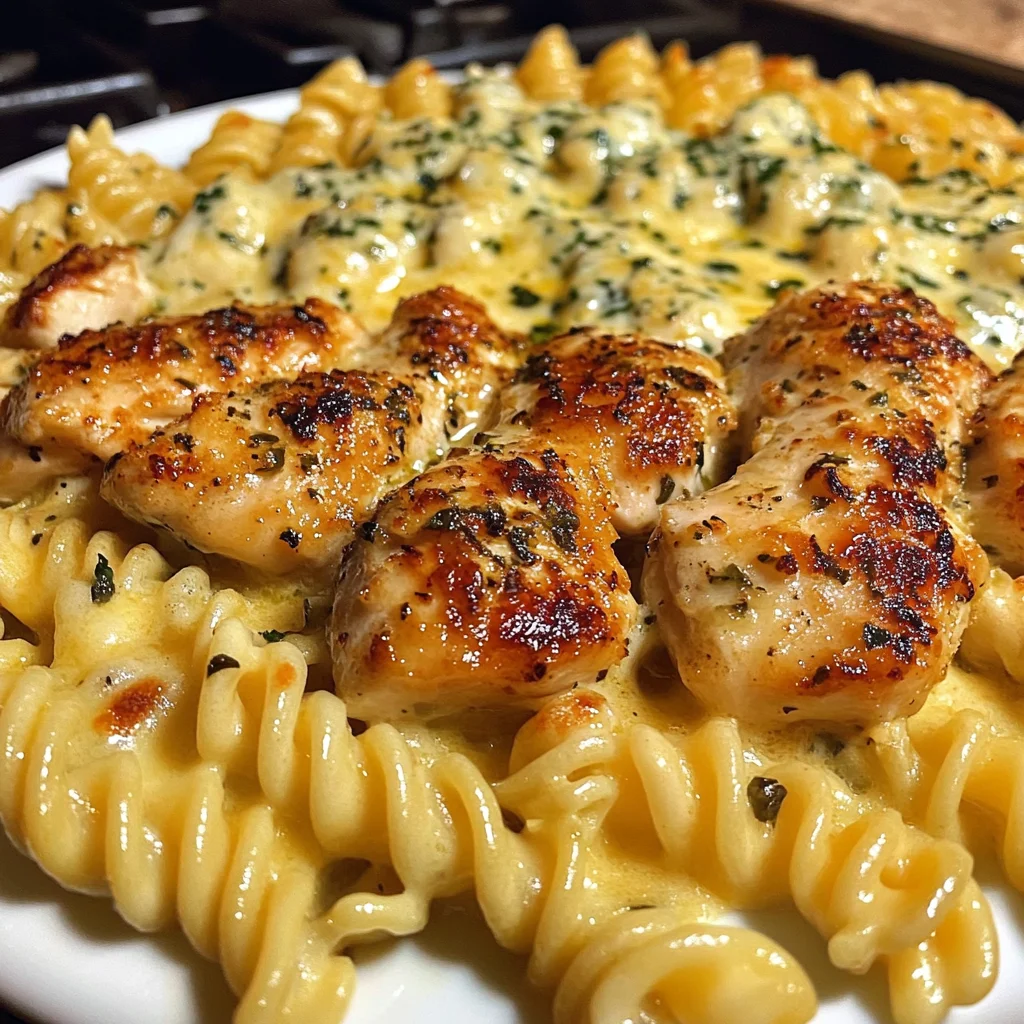 Creamy Garlic Butter Chicken with Twisted Cheddar Pasta