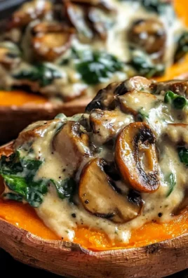 Creamy Mushroom and Spinach Stuffed Sweet Potatoes