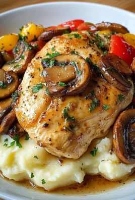 Garlic Butter Chicken with Mushrooms, Peppers & Mashed Potatoes
