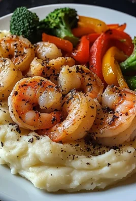 Garlic Butter Shrimp with Sautéed Veggies & Creamy Mashed Potatoes