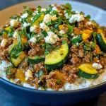 Greek-Style Beef and Zucchini Rice Bowl