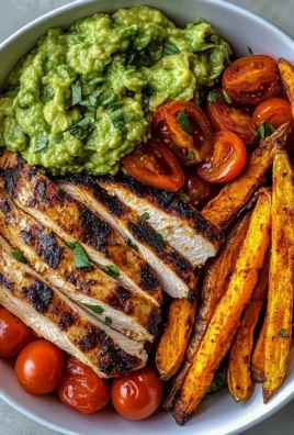 Grilled Chicken Power Bowl with Sweet Potato Fries & Guacamole