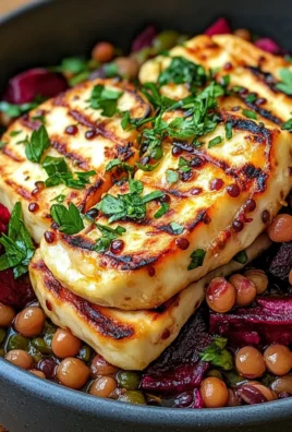 Halloumi with Lemony Lentils, Chickpeas and Beets