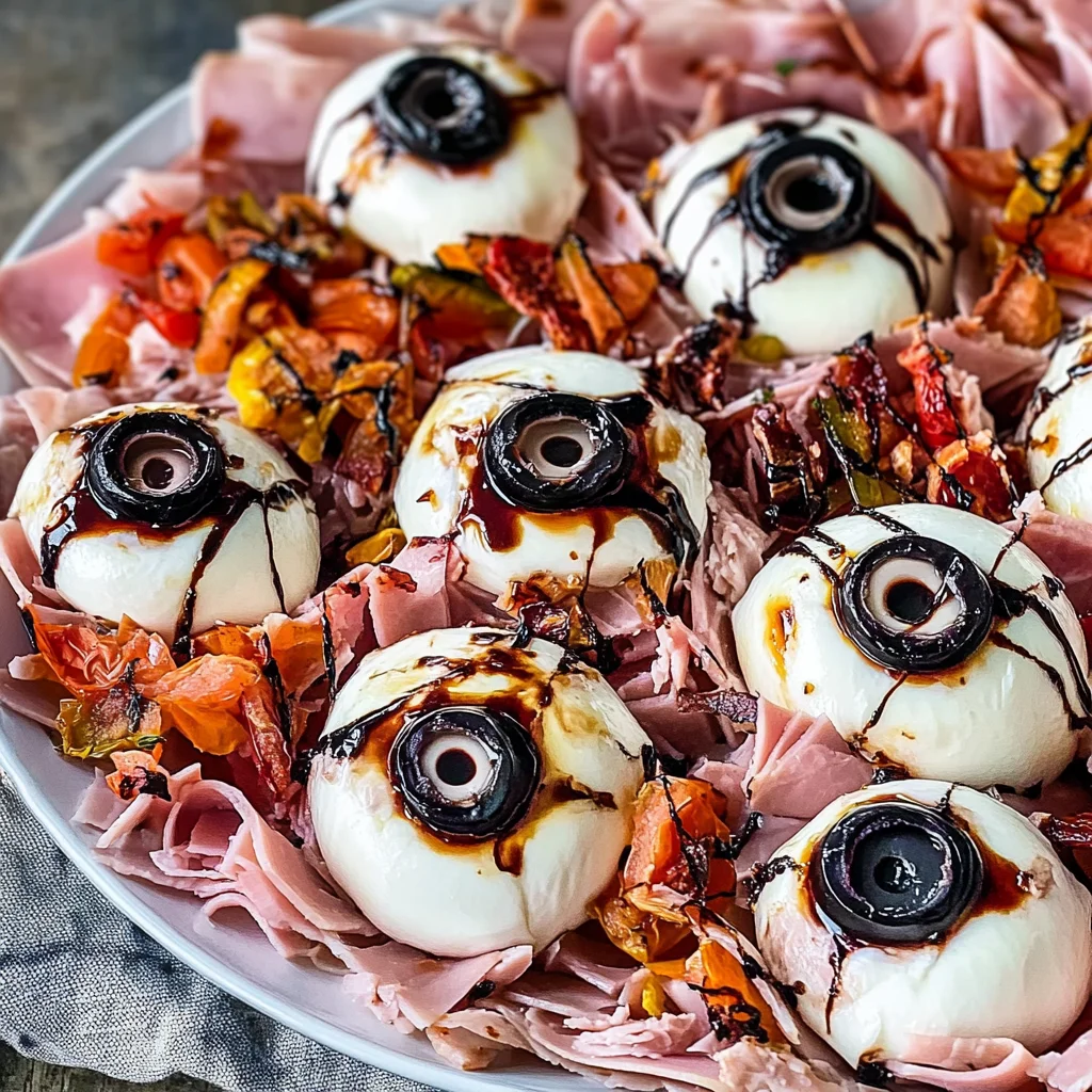Halloween Antipasto Eyeballs Appetizer