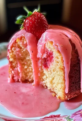 Strawberry Buttermilk Pound Cake with Pink Glaze
