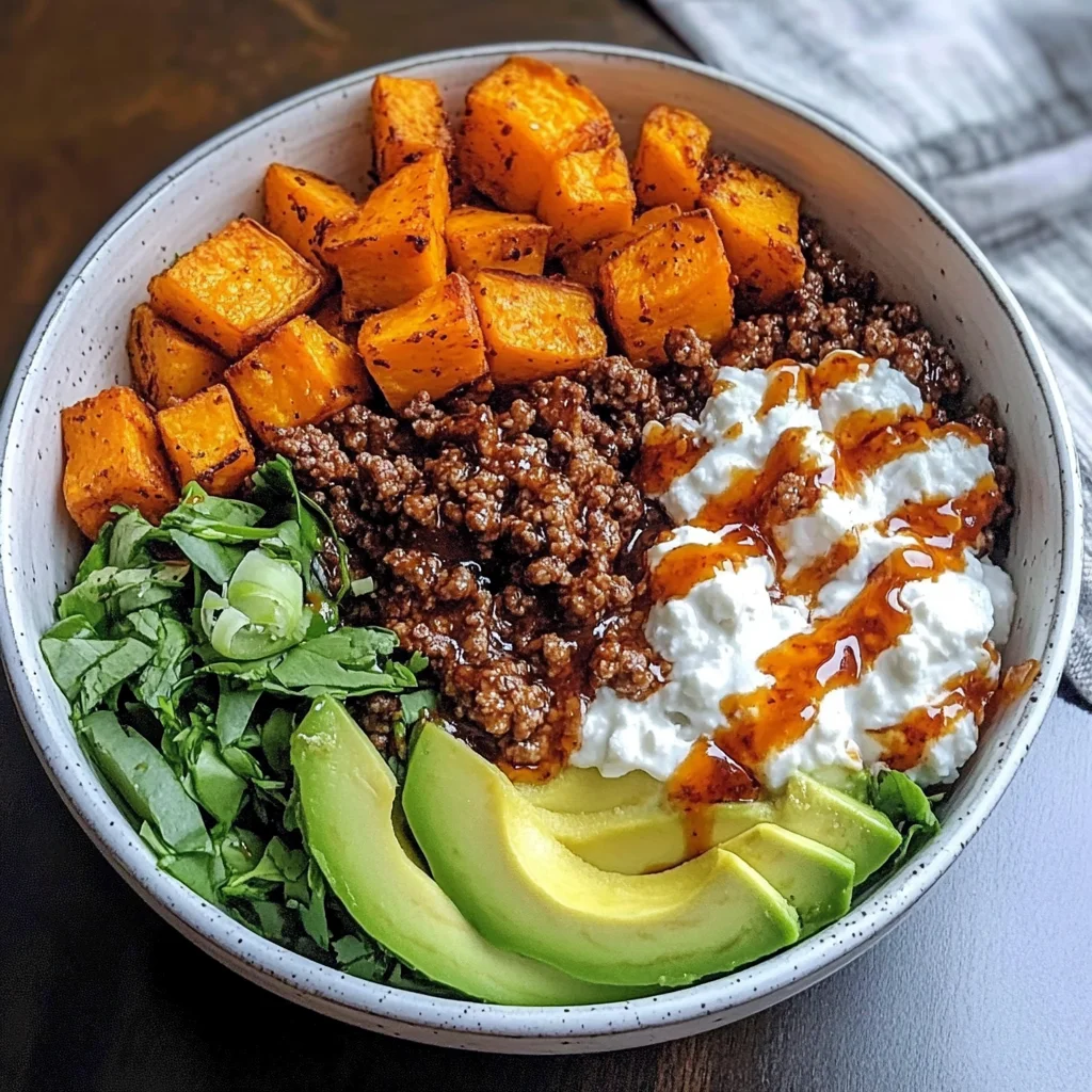 Sweet Potato & Ground Beef Protein Bowl with Cottage Cheese