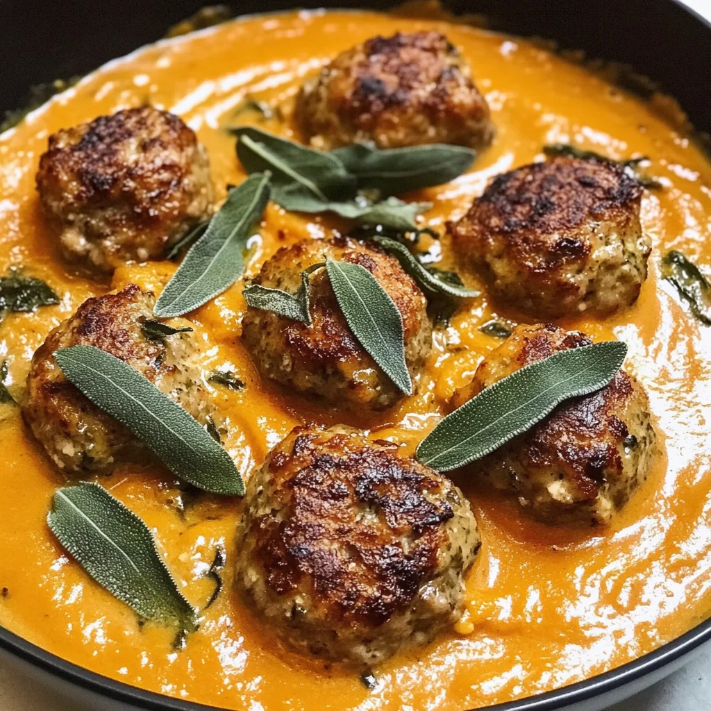 Turkey Meatballs in Pumpkin Sage Sauce