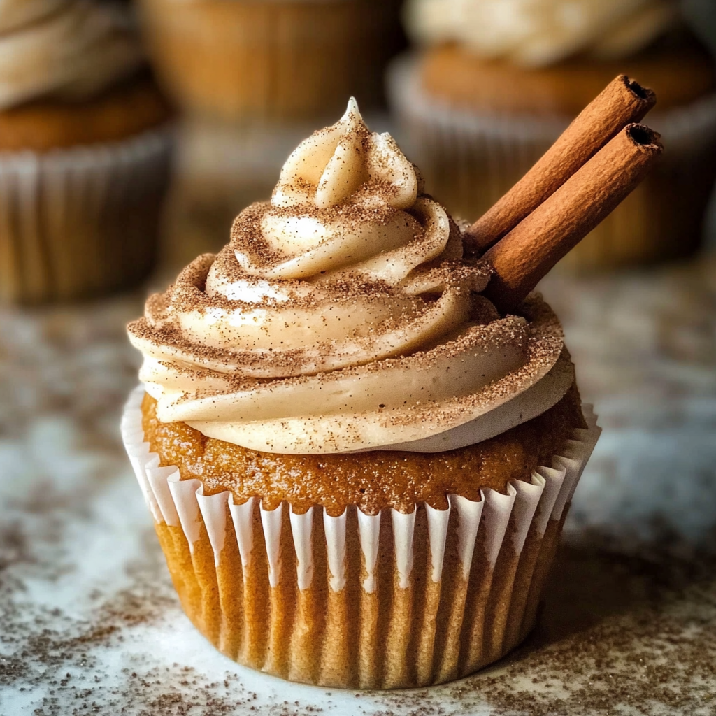 Vanilla Chai Pumpkin Latte Cupcakes with Cinnamon Brown Sugar Frosting