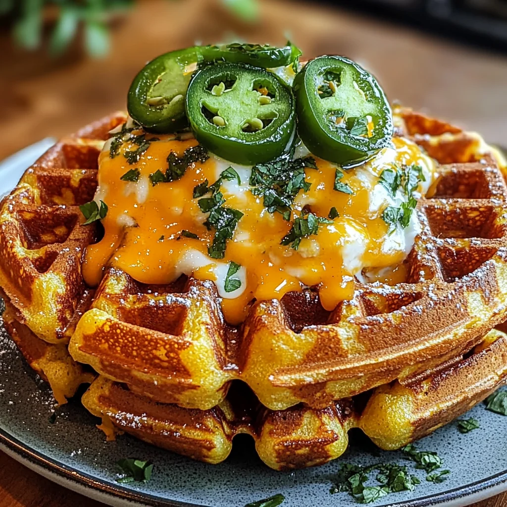 Cheddar Jalapeño Cornbread Waffles