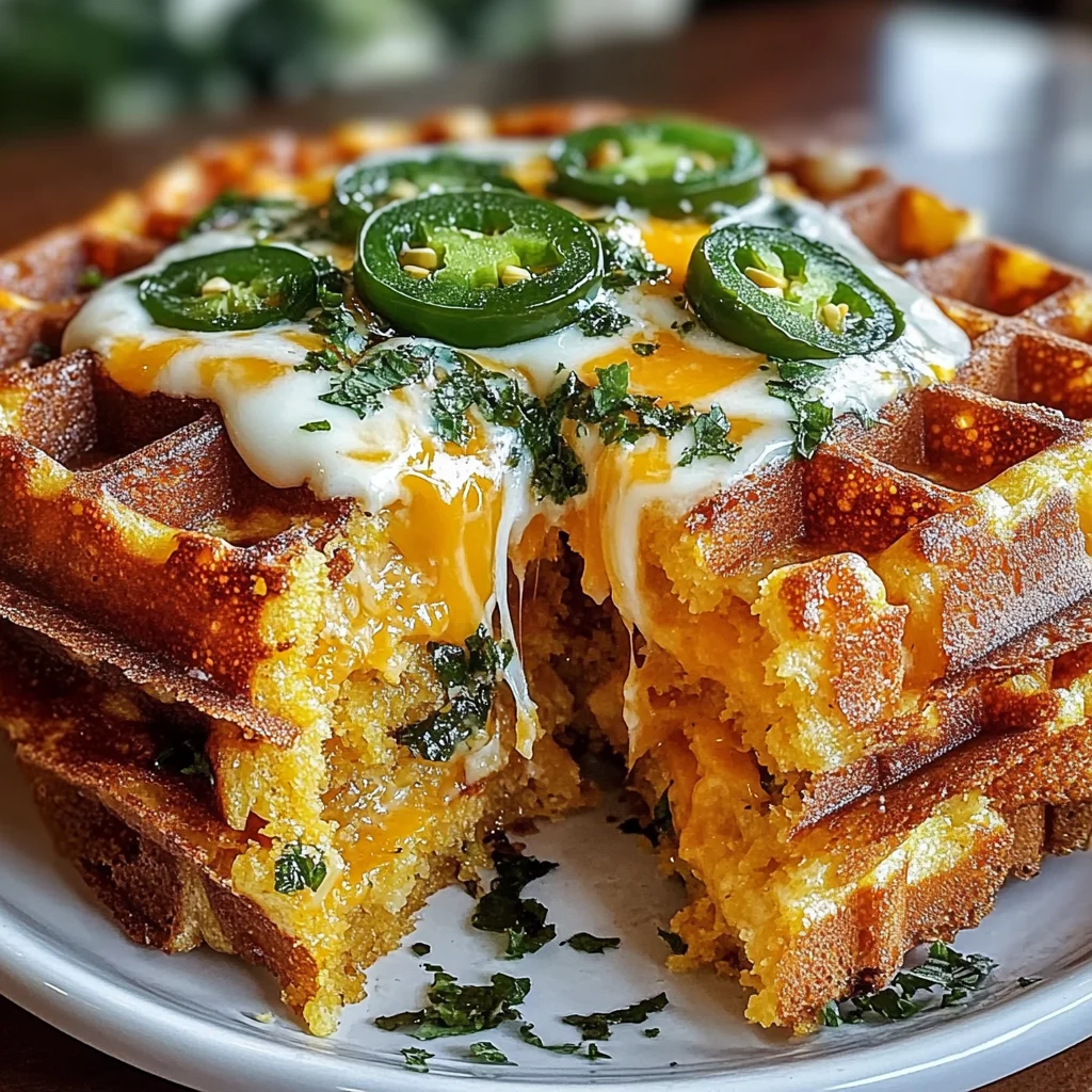 Cheddar Jalapeño Cornbread Waffles