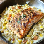Creamed Corn Orzo with Salmon