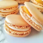 Peach Macarons with Fresh Peaches and Cream
