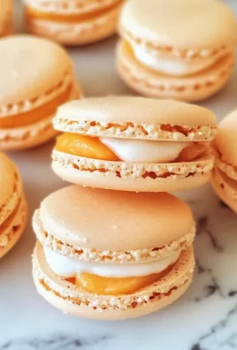 Peach Macarons with Fresh Peaches and Cream