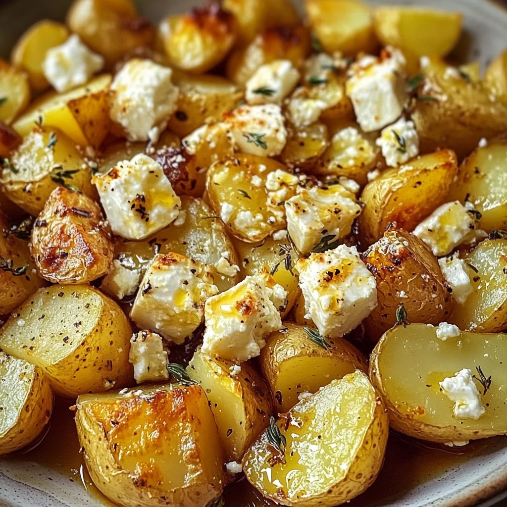 Roasted Potatoes with Baked Feta and Garlic